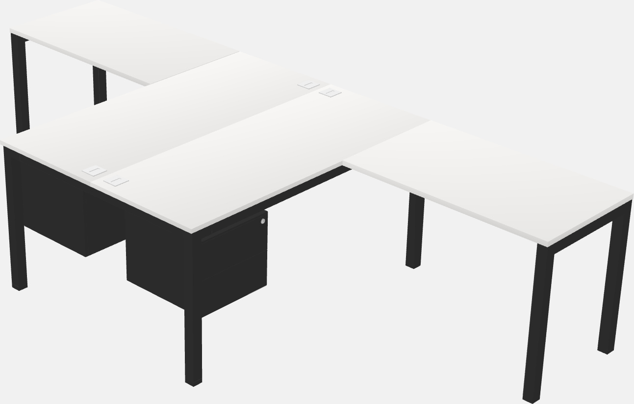 Nakabahaging l-shaped desk