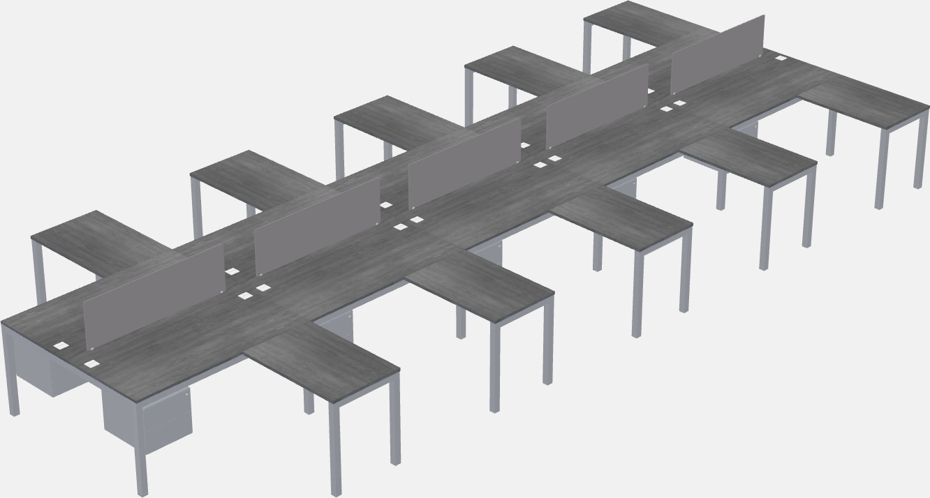 Nakabahaging l-shaped desk