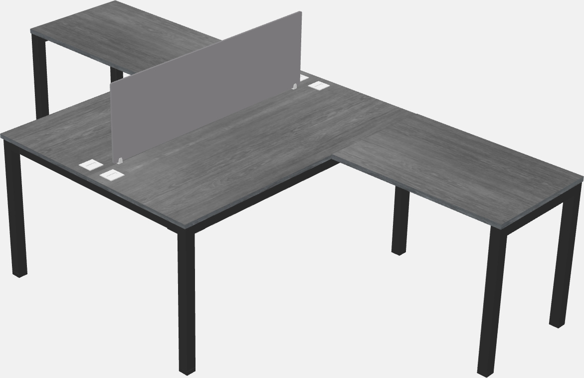 Nakabahaging l-shaped desk