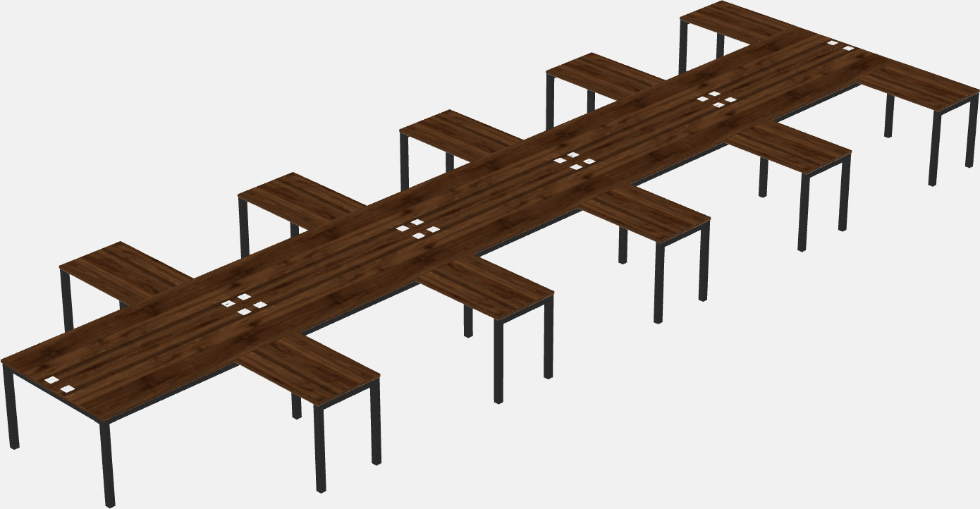 Nakabahaging l-shaped desk