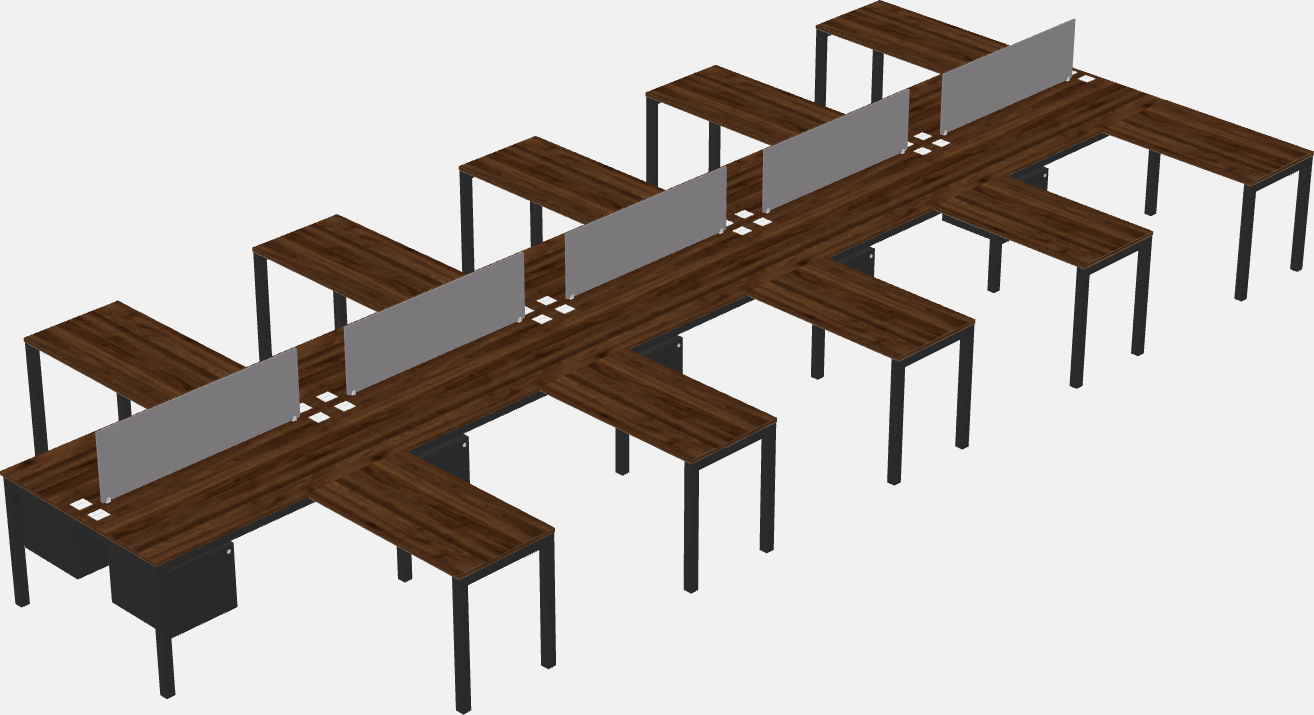 Mesa compartilhada em forma de l