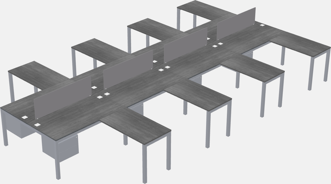 Nakabahaging l-shaped desk