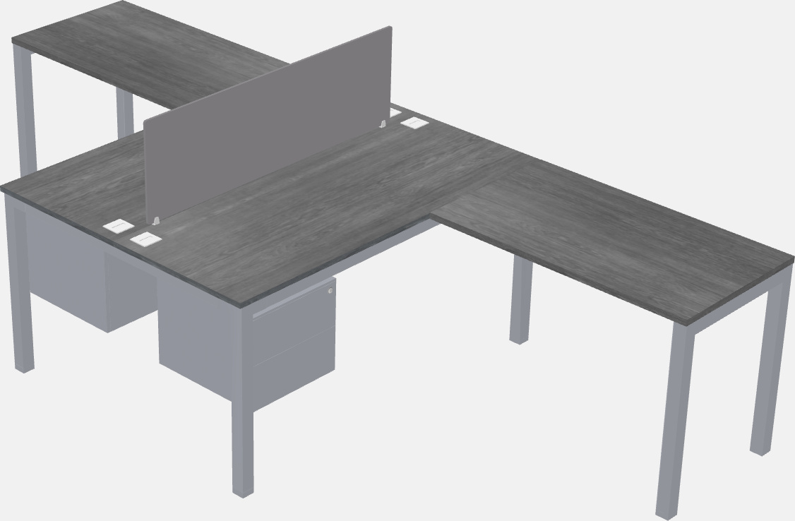 Nakabahaging l-shaped desk