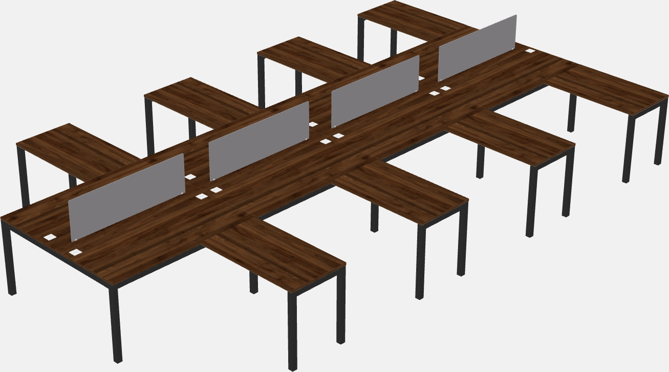 Mesa compartilhada em forma de l