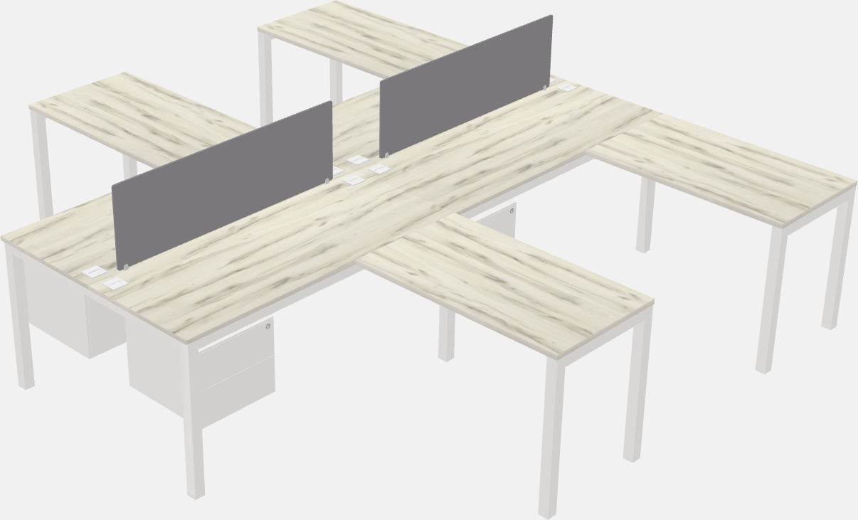 Nakabahaging l-shaped desk