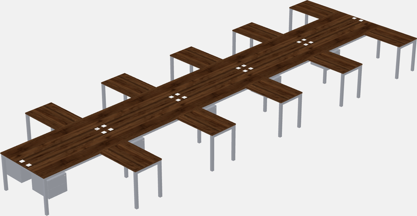 Nakabahaging l-shaped desk