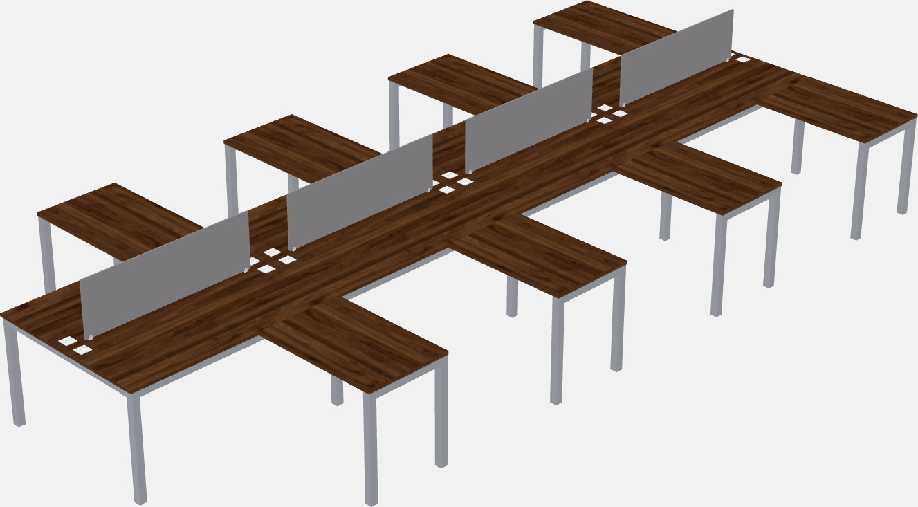 Nakabahaging l-shaped desk