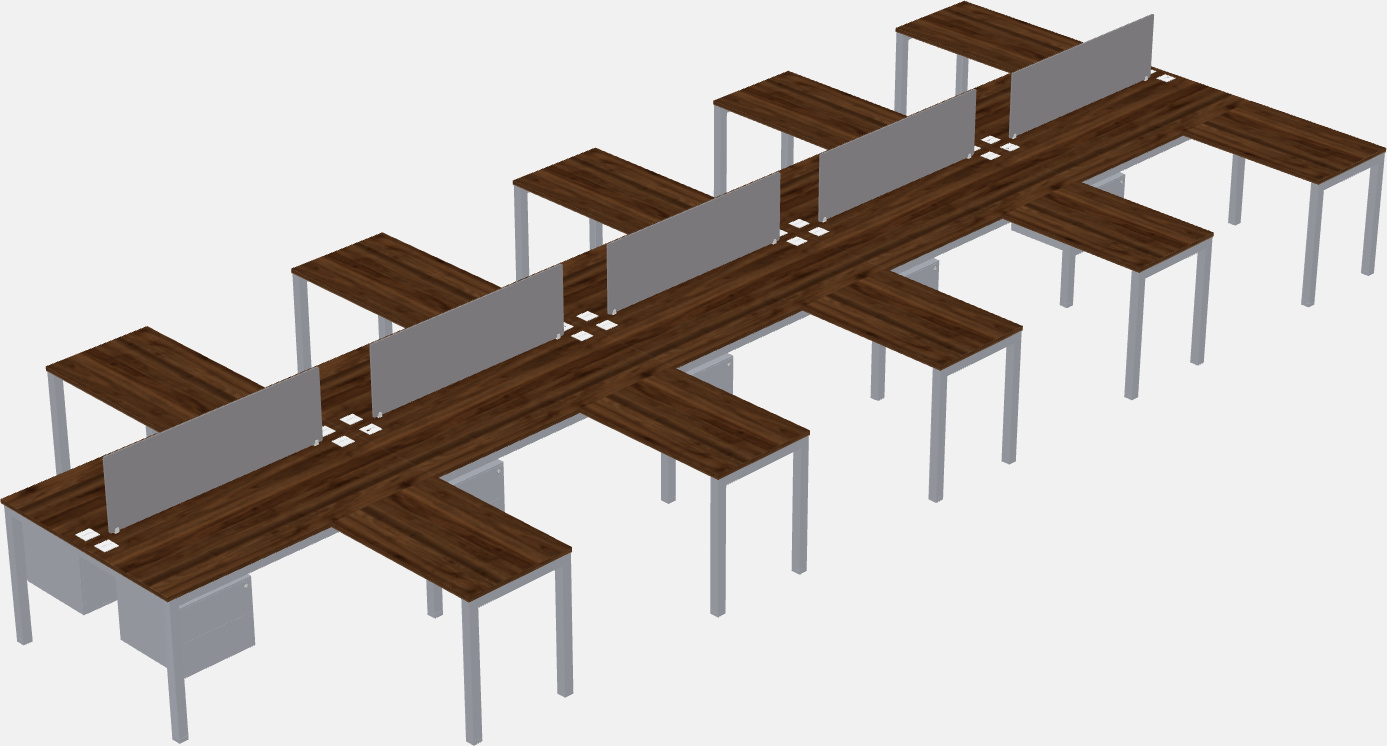 Nakabahaging l-shaped desk