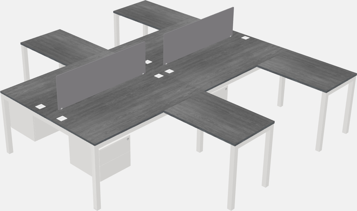 Mesa compartilhada em forma de l