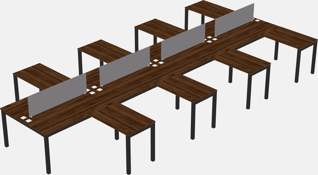 Mesa compartilhada em forma de l