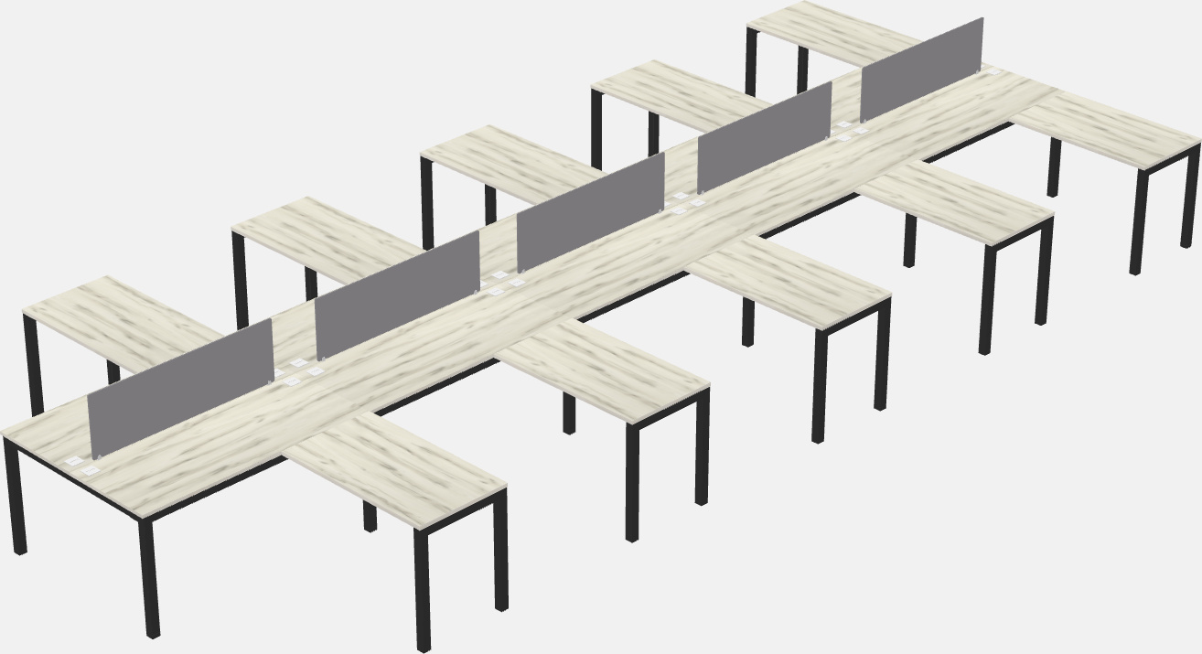 Nakabahaging l-shaped desk