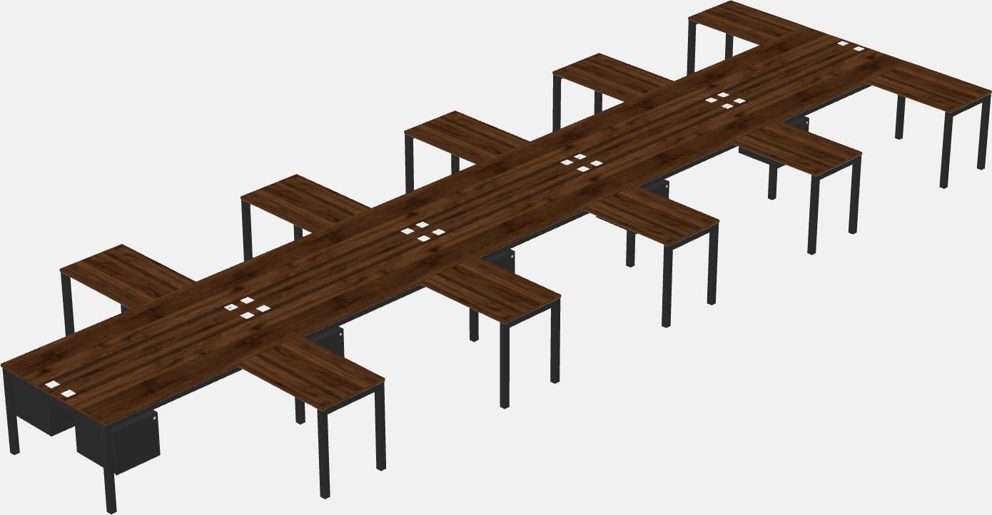 Nakabahaging l-shaped desk