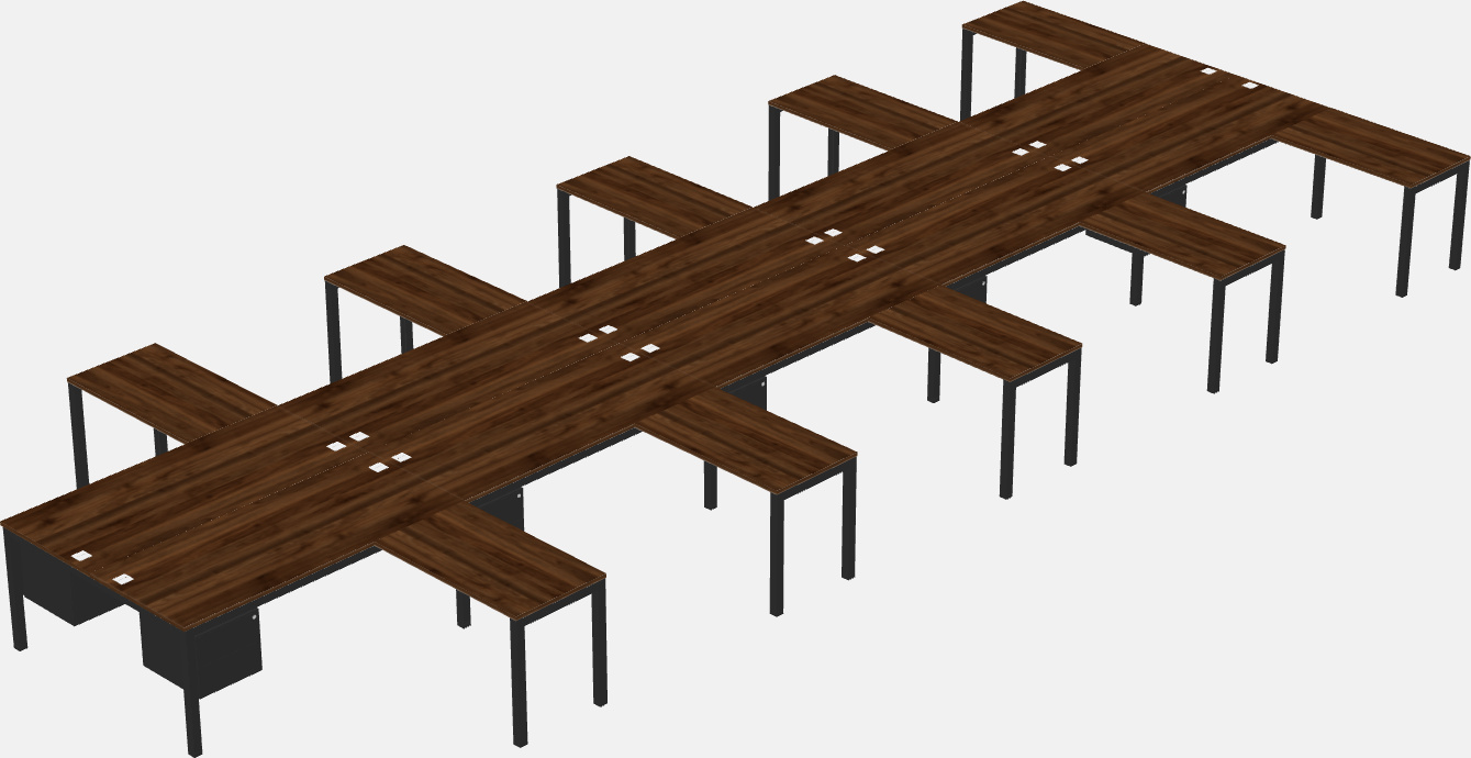 Nakabahaging l-shaped desk