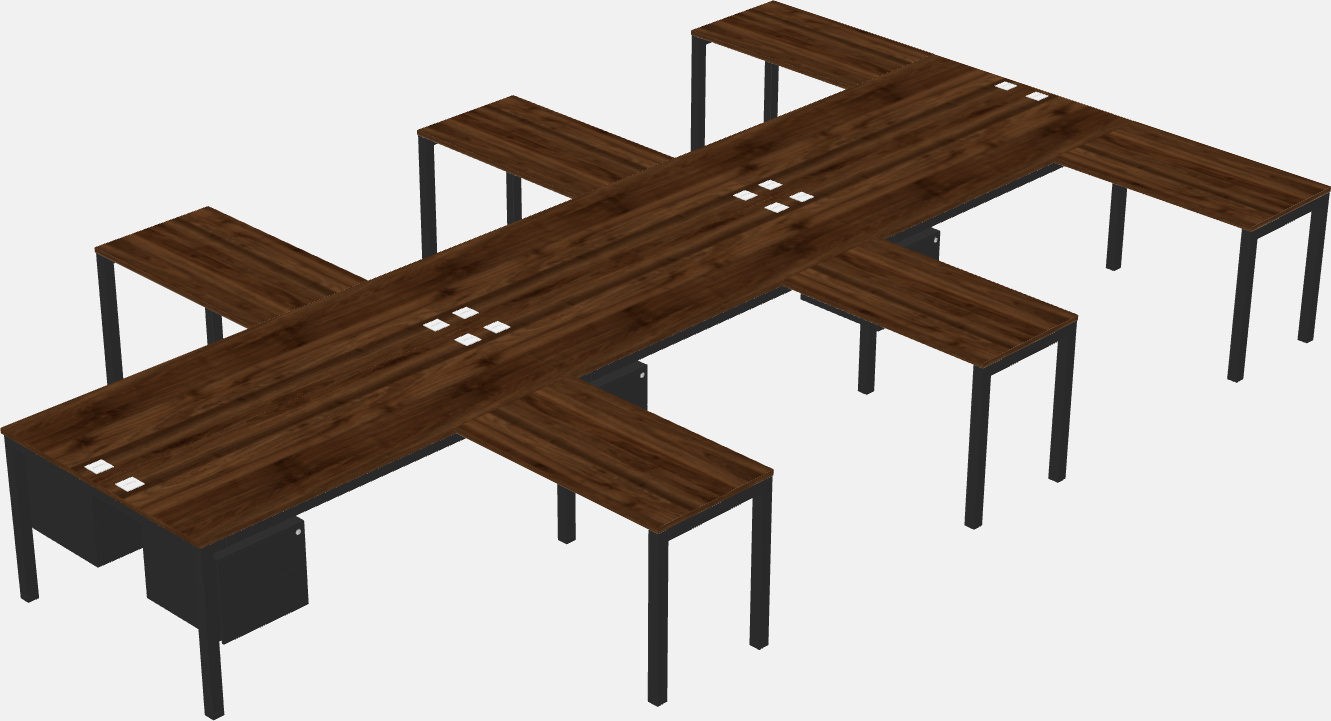 Nakabahaging l-shaped desk