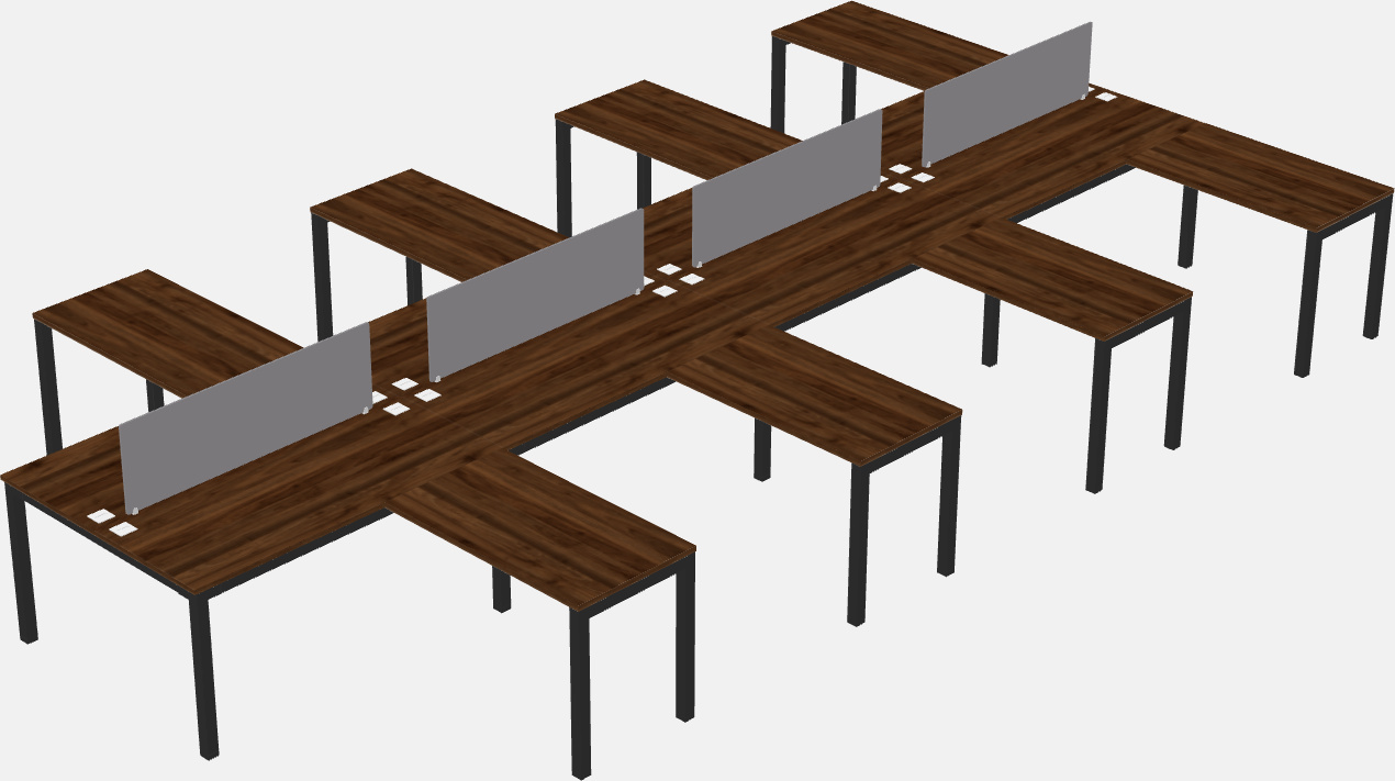 Nakabahaging l-shaped desk