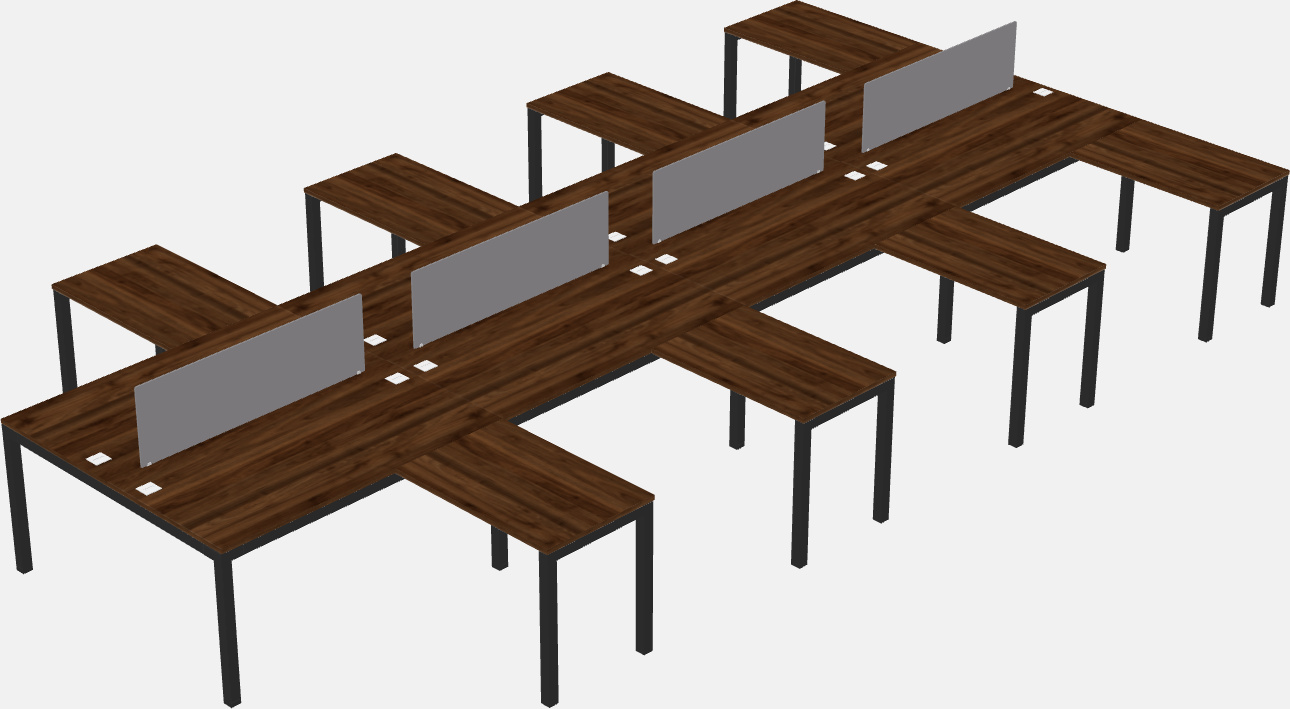 Nakabahaging l-shaped desk