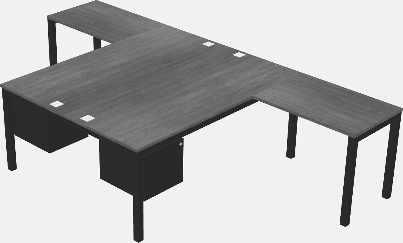 Nakabahaging l-shaped desk