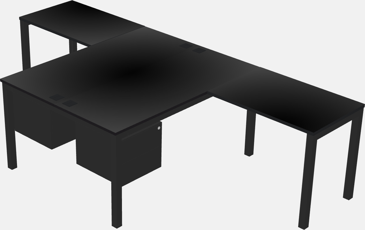 Nakabahaging l-shaped desk