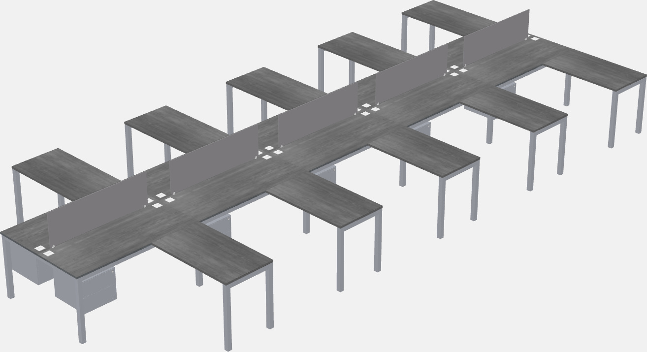 Mesa compartilhada em forma de l