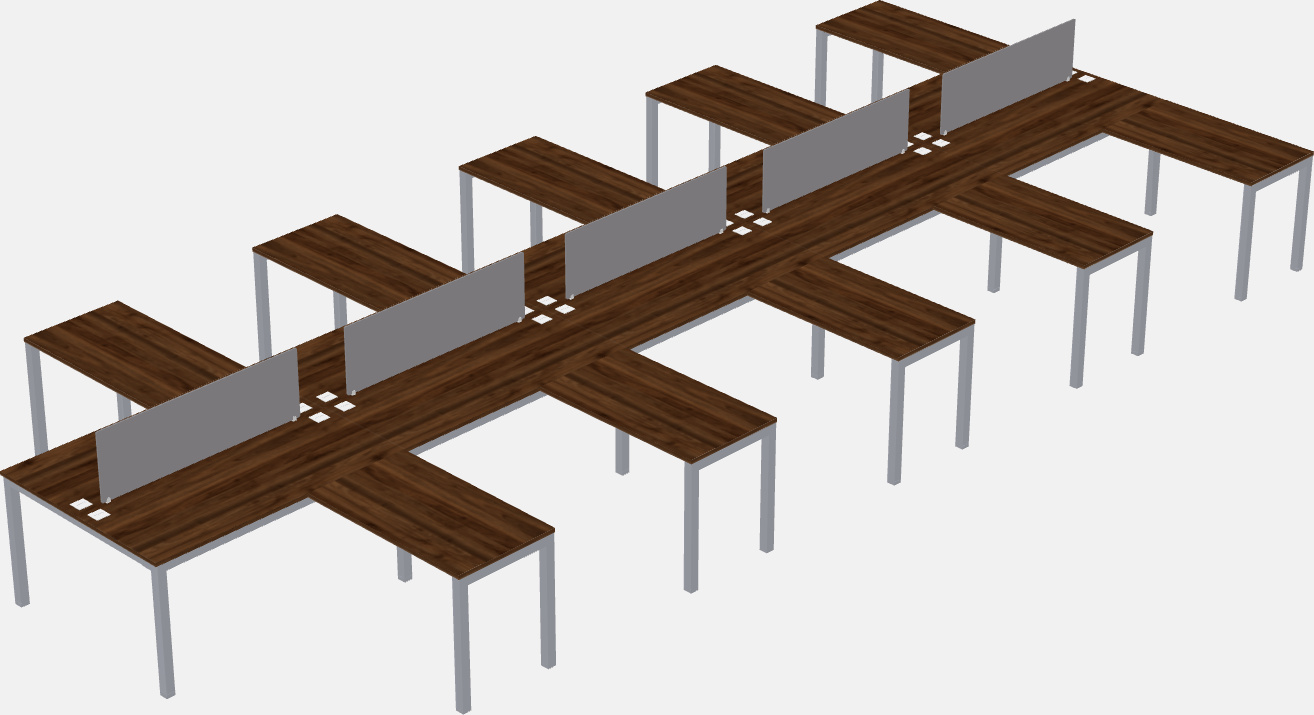 Nakabahaging l-shaped desk