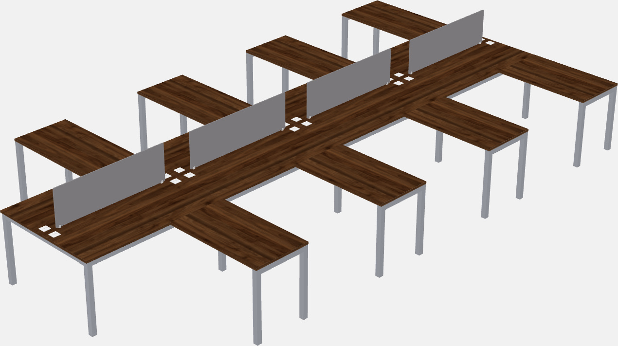 Mesa compartilhada em forma de l