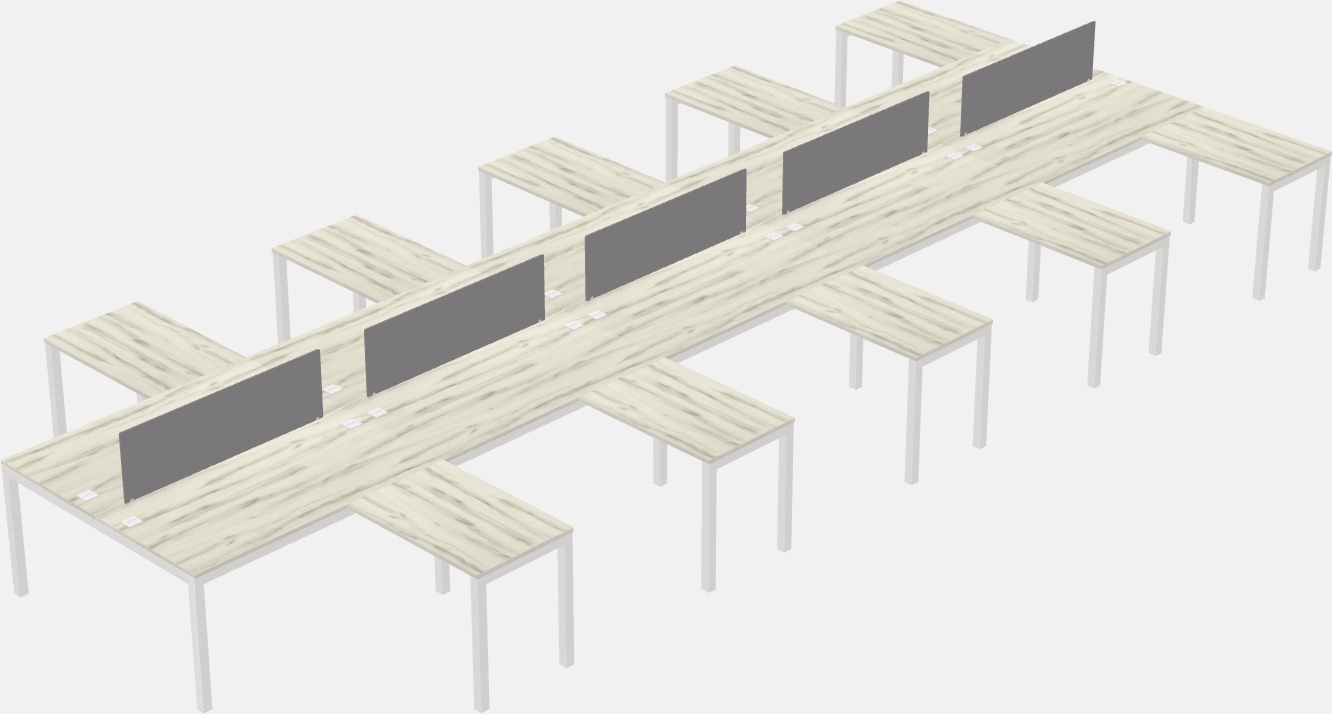 Nakabahaging l-shaped desk