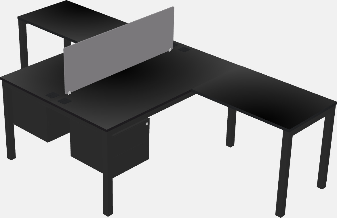 Nakabahaging l-shaped desk