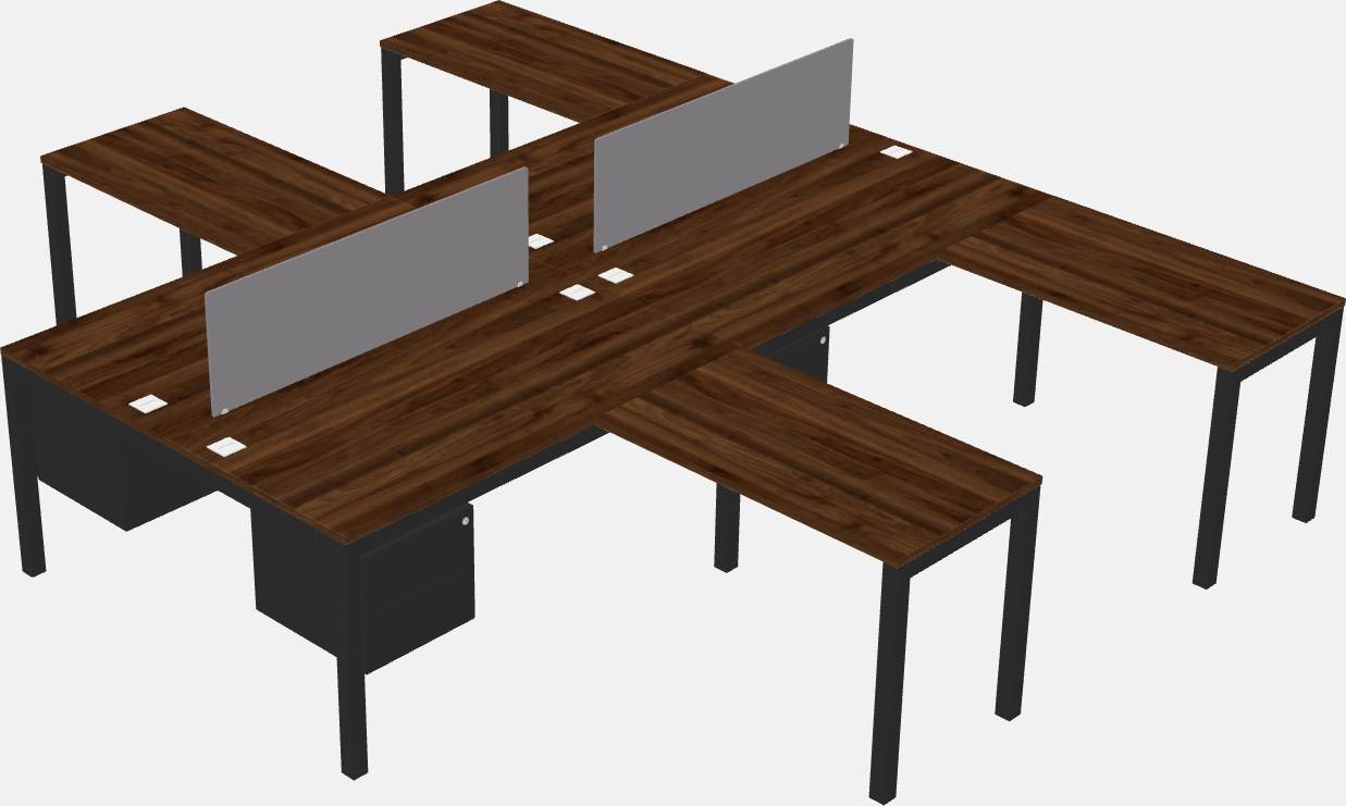 Nakabahaging l-shaped desk