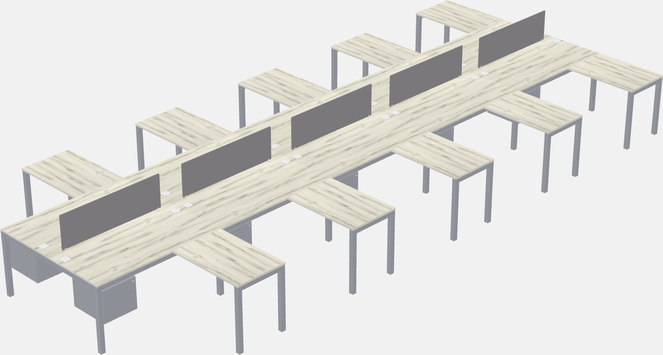 Mesa compartilhada em forma de l