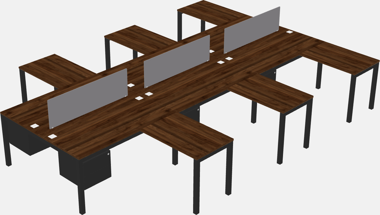 Nakabahaging l-shaped desk