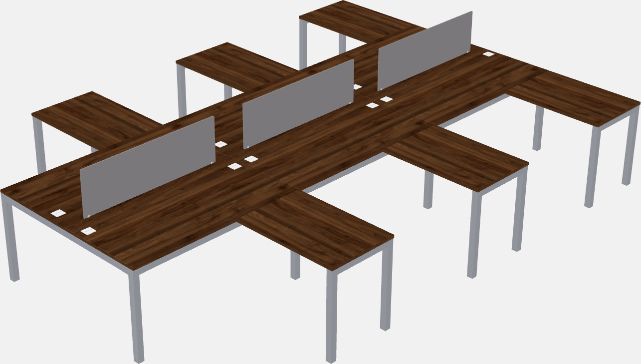 Mesa compartilhada em forma de l