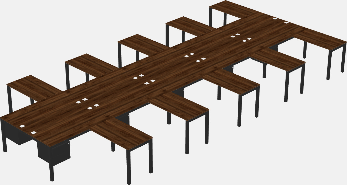 Nakabahaging l-shaped desk