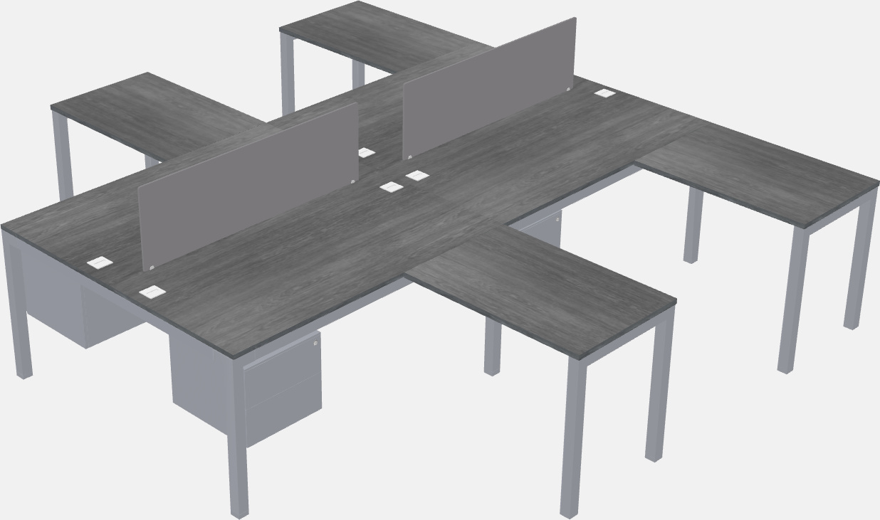 Nakabahaging l-shaped desk