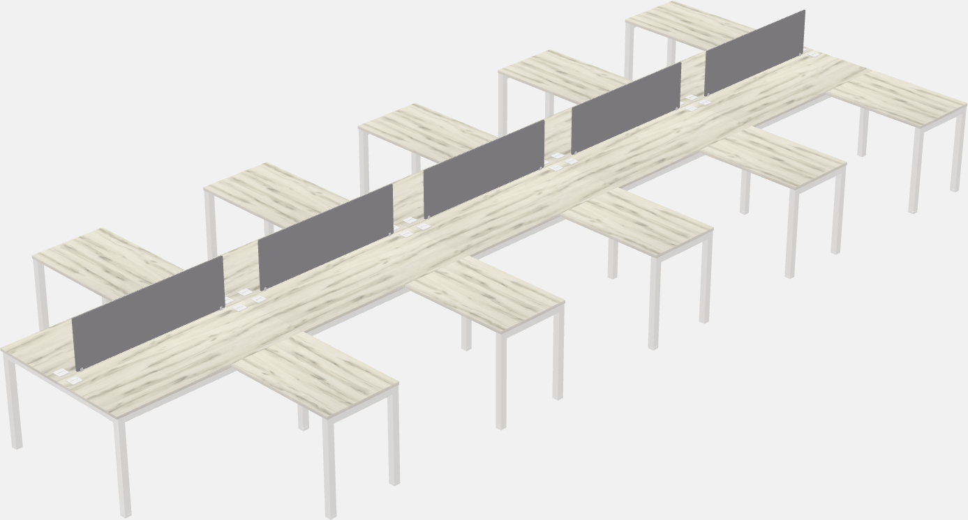 Nakabahaging l-shaped desk