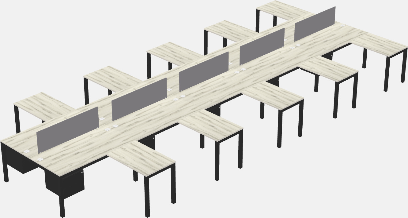 Mesa compartilhada em forma de l