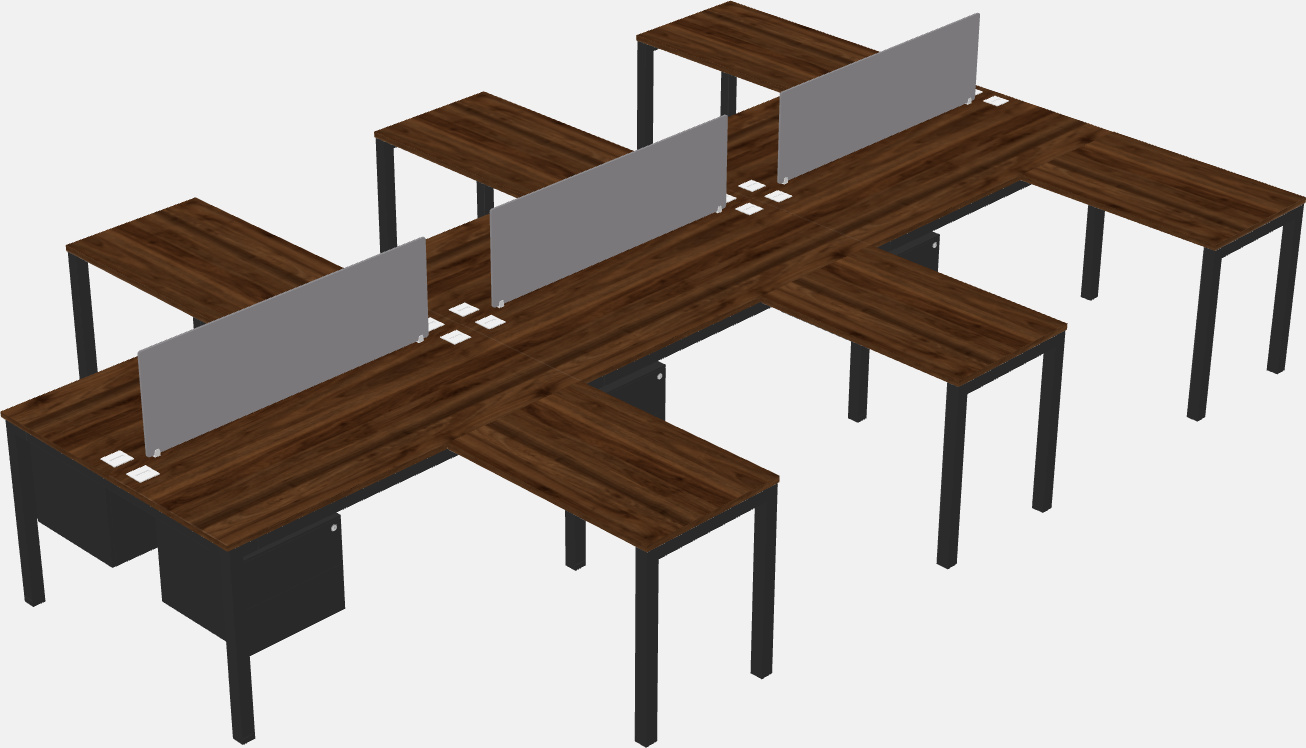 Nakabahaging l-shaped desk