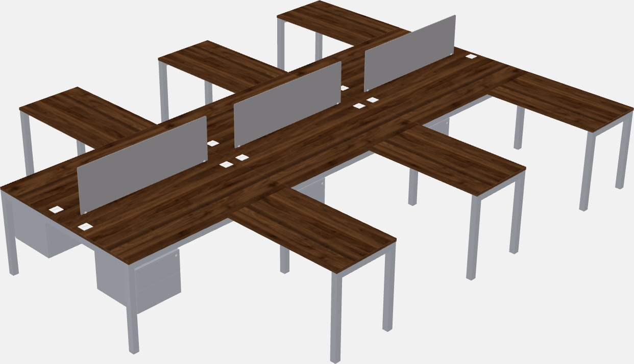 Nakabahaging l-shaped desk