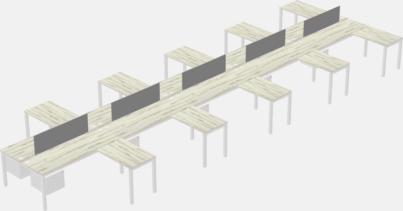 Mesa compartilhada em forma de l