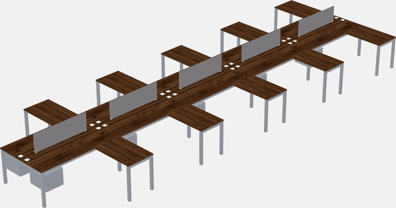 Nakabahaging l-shaped desk