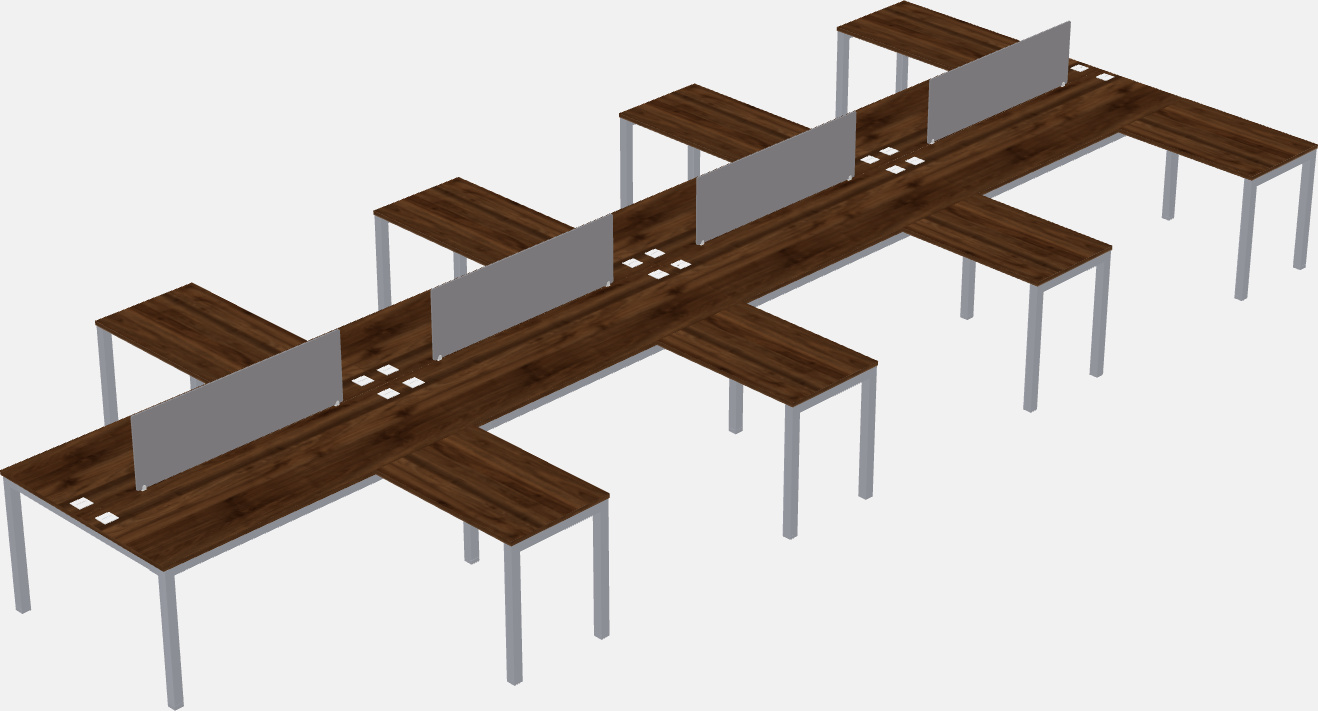 Nakabahaging l-shaped desk