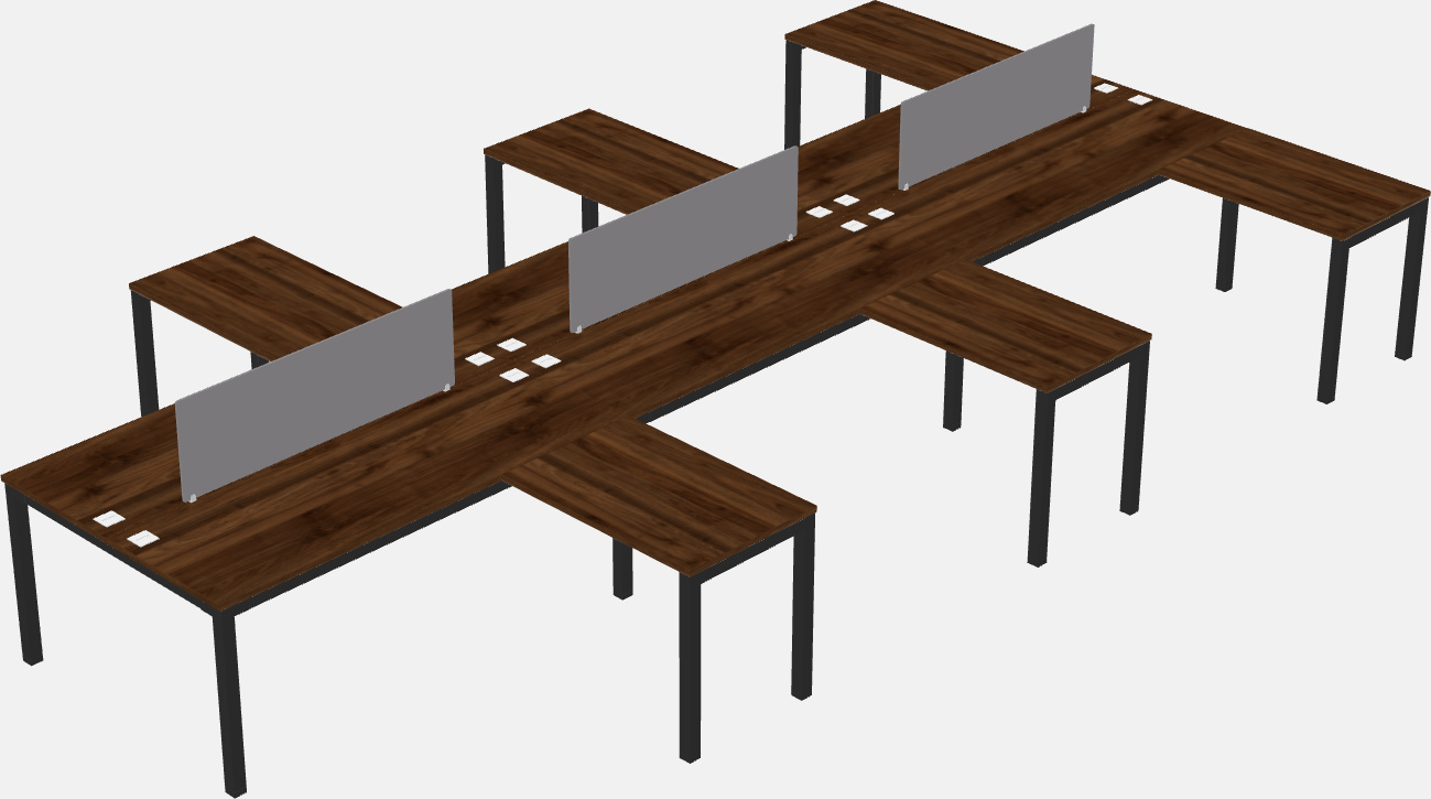 Nakabahaging l-shaped desk