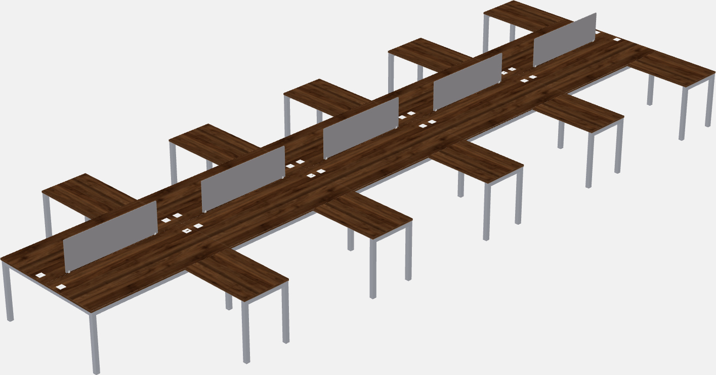 Nakabahaging l-shaped desk