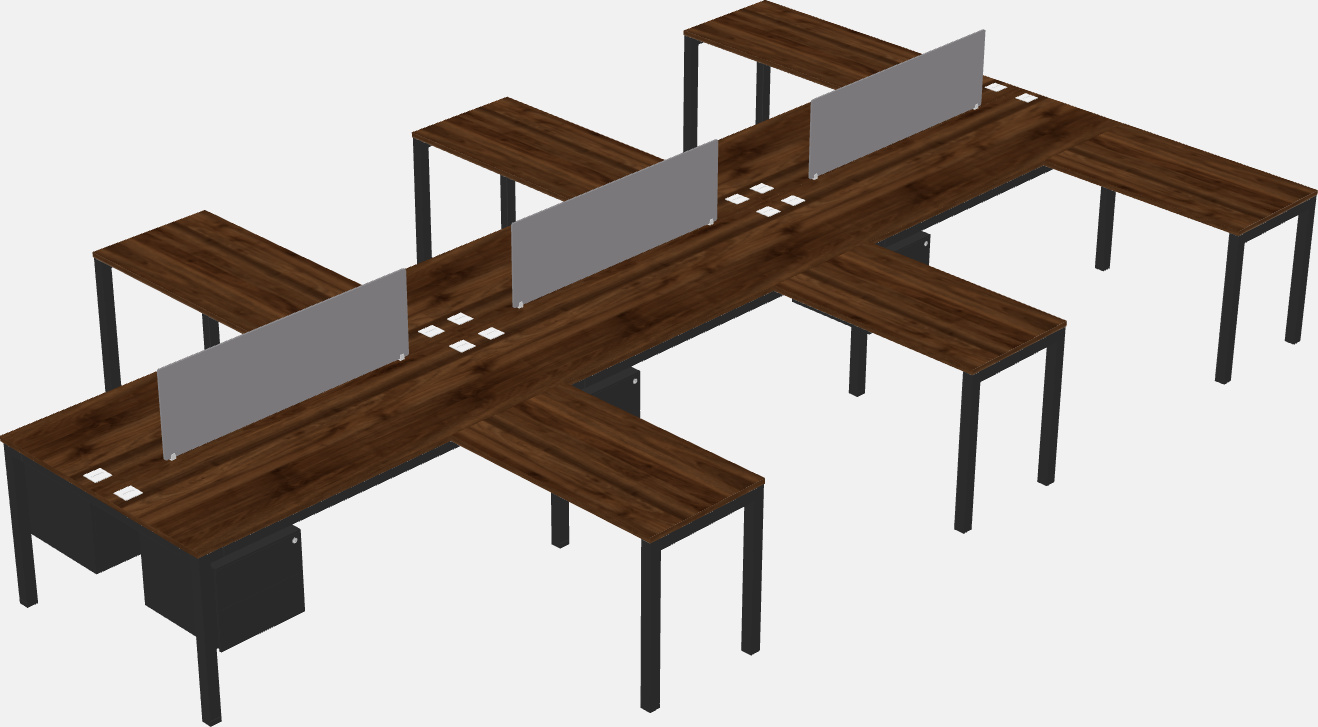 Nakabahaging l-shaped desk