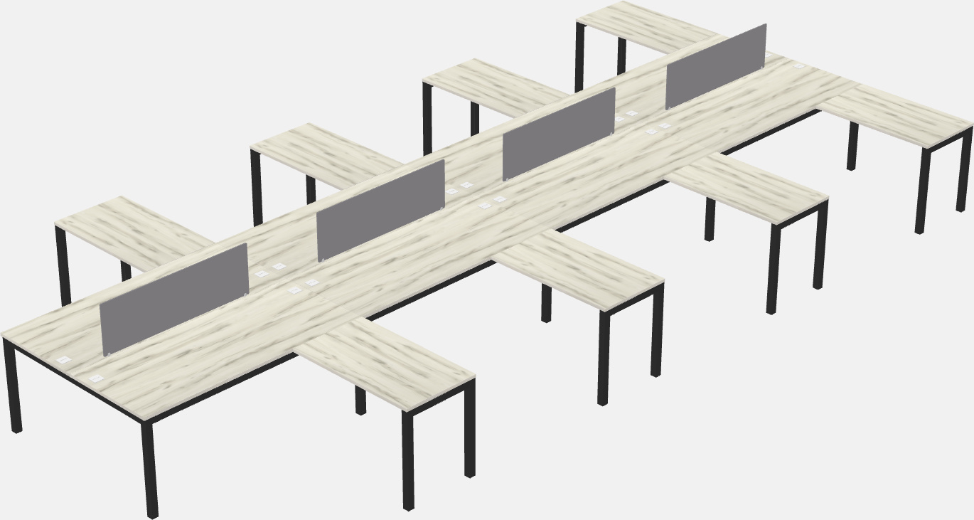 Nakabahaging l-shaped desk