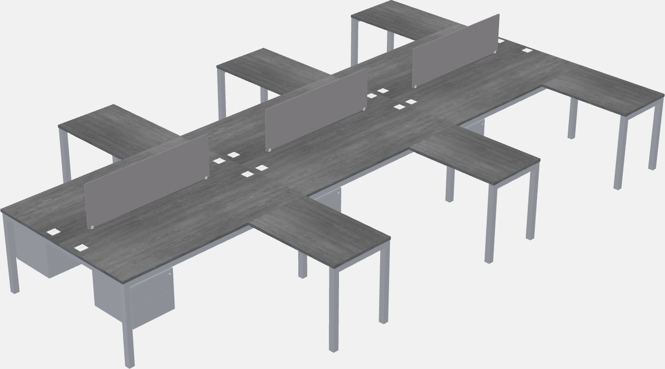 Mesa compartilhada em forma de l