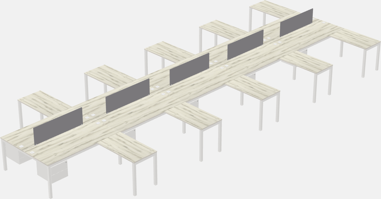 Nakabahaging l-shaped desk