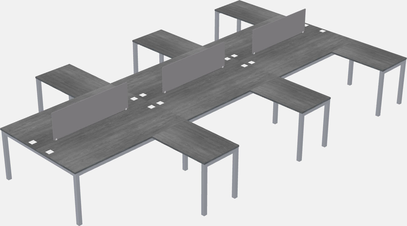 Nakabahaging l-shaped desk