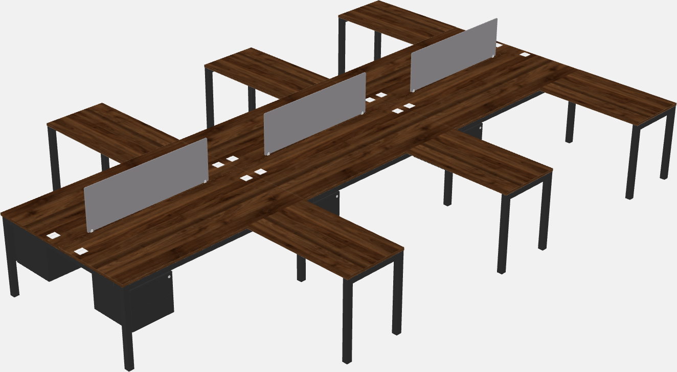 Nakabahaging l-shaped desk