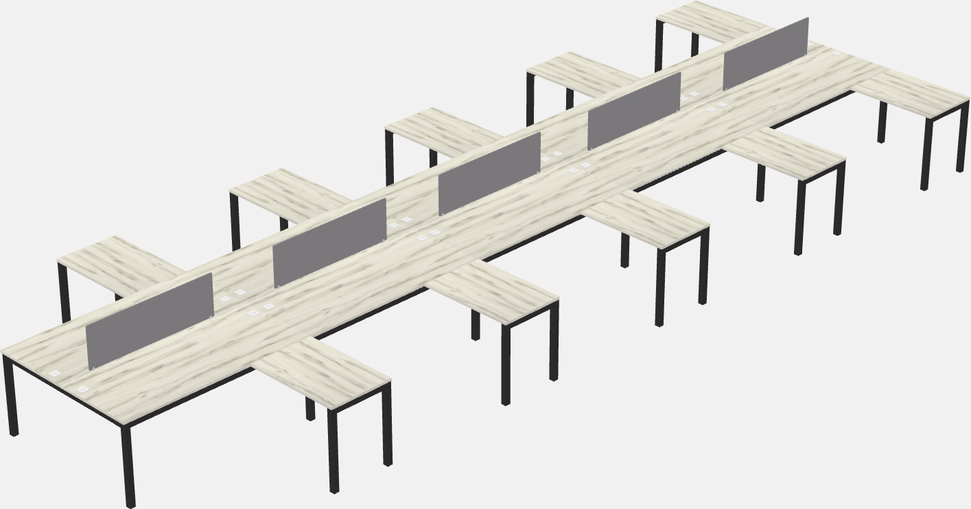 Mesa compartilhada em forma de l