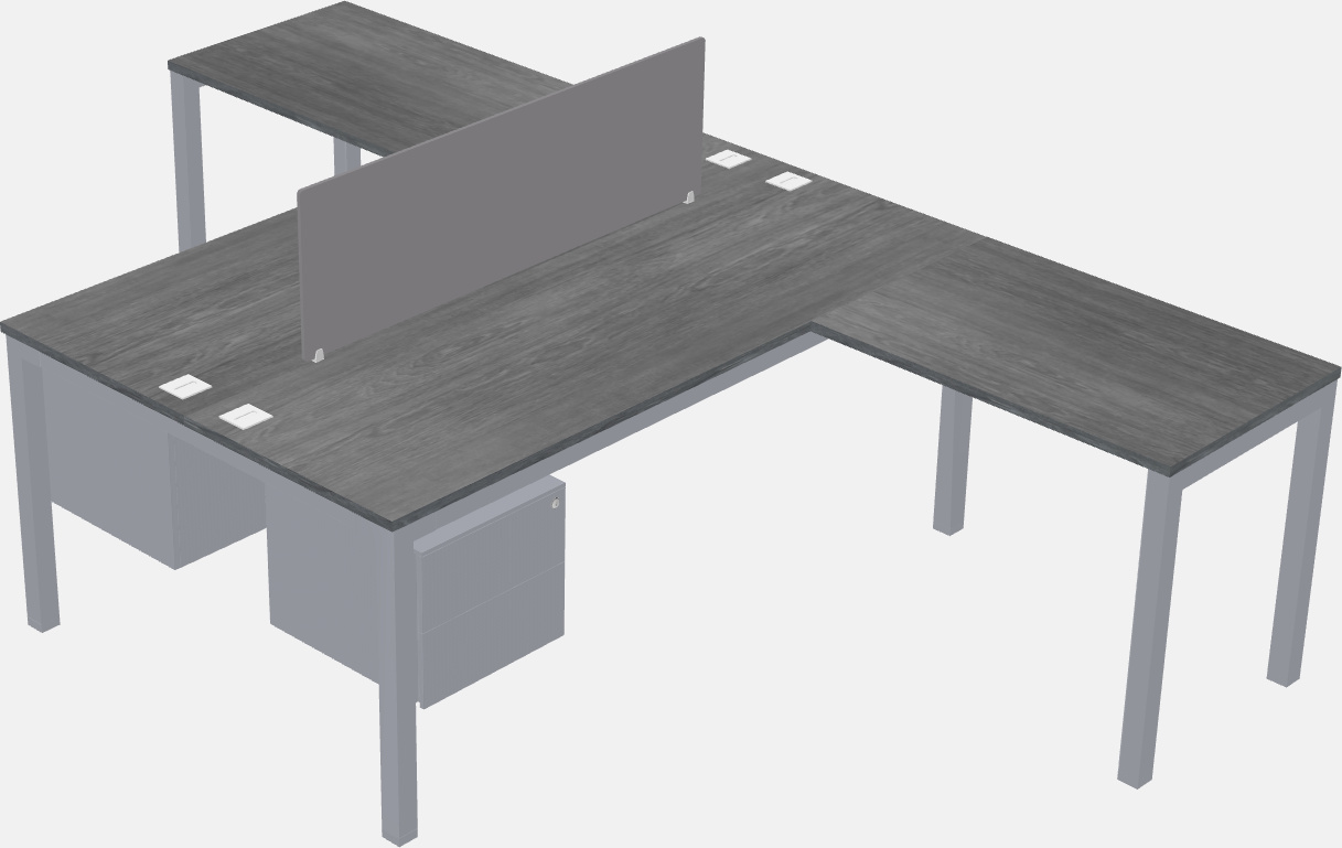 Nakabahaging l-shaped desk